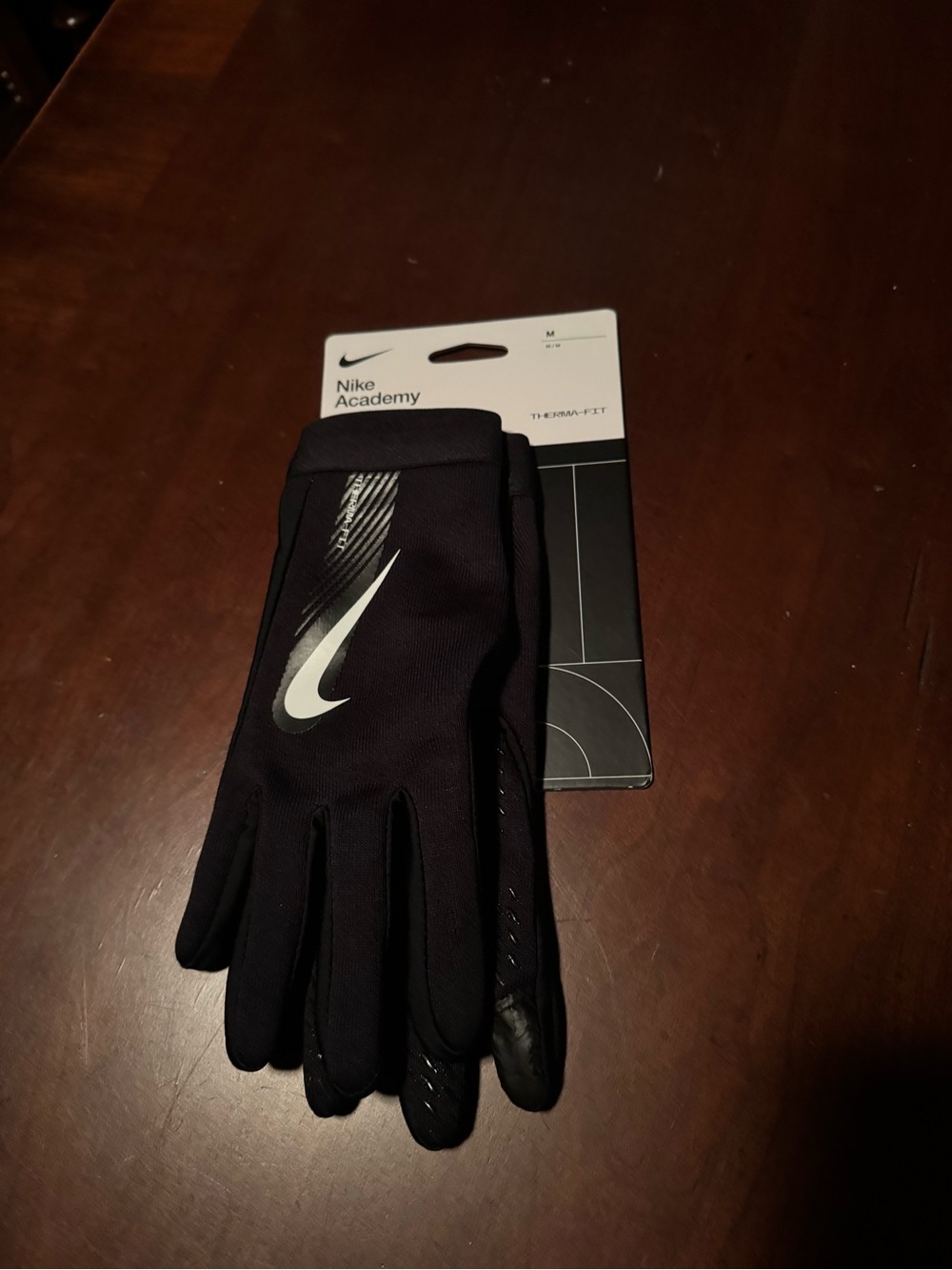 Nike Black Gloves with White Swoosh - Academy Series